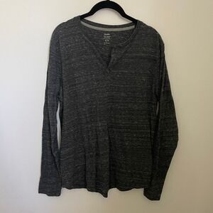 Old Navy Soft Washed Henley Shirt sz Medium Long Sleeve Charcoal Gray Space Dye